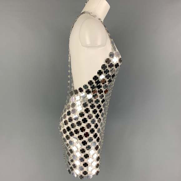 FANNIE SCHIAVONI Silver Metallic Mini Cara Dress - Picture 2 of 4